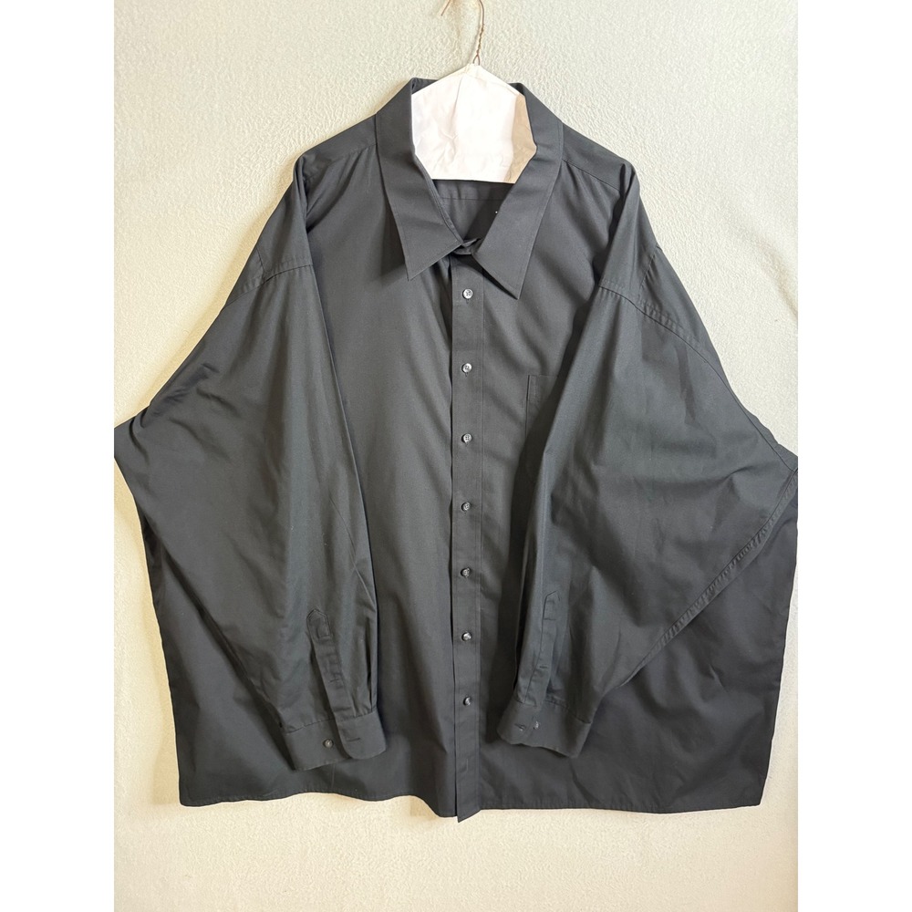 ENRO Ultra Poplin Dress Shirt Men's 22 37/38 Black Long Sleeve